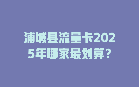 浦城县流量卡2025年哪家最划算？