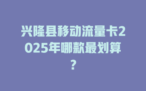 兴隆县移动流量卡2025年哪款最划算？