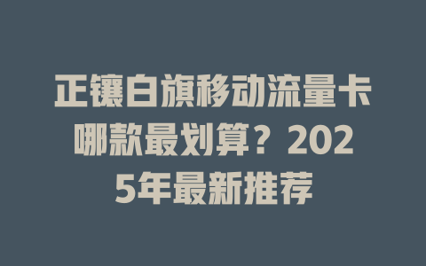 正镶白旗移动流量卡哪款最划算？2025年最新推荐