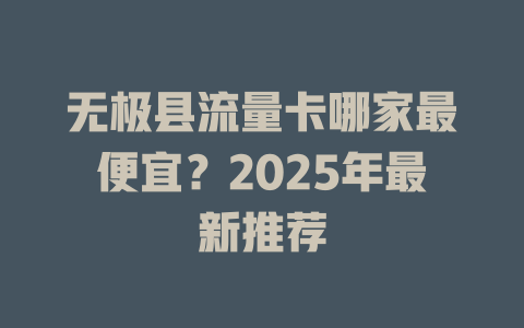 无极县流量卡哪家最便宜？2025年最新推荐