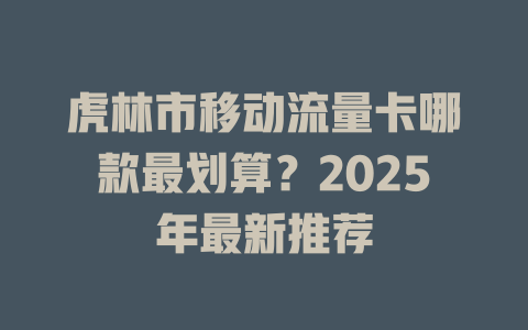 虎林市移动流量卡哪款最划算？2025年最新推荐