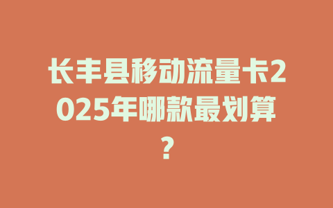 长丰县移动流量卡2025年哪款最划算？