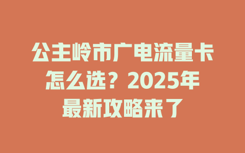 公主岭市广电流量卡怎么选？2025年最新攻略来了