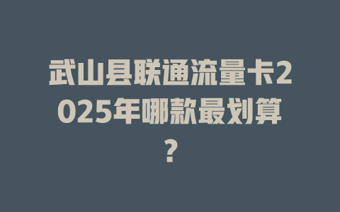 武山县联通流量卡2025年哪款最划算？