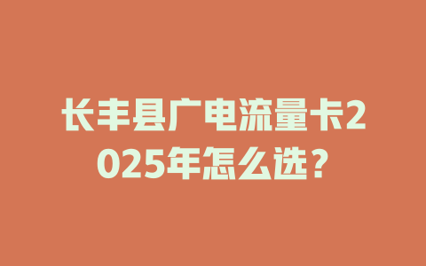 长丰县广电流量卡2025年怎么选？