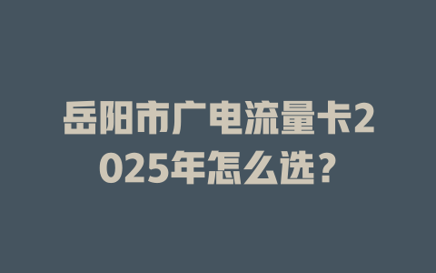 岳阳市广电流量卡2025年怎么选？
