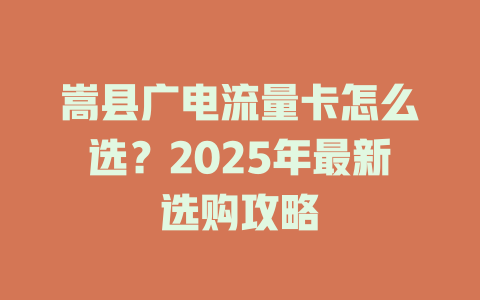 嵩县广电流量卡怎么选？2025年最新选购攻略