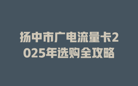 扬中市广电流量卡2025年选购全攻略