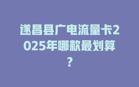 遂昌县广电流量卡2025年哪款最划算？