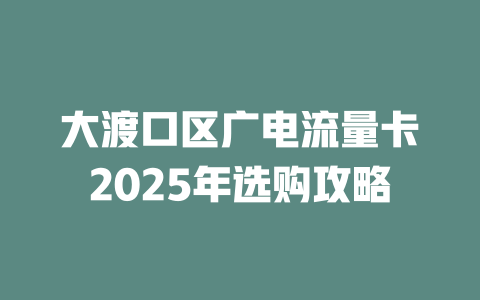 大渡口区广电流量卡2025年选购攻略