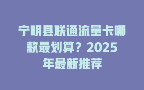 宁明县联通流量卡哪款最划算？2025年最新推荐