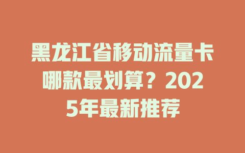黑龙江省移动流量卡哪款最划算？2025年最新推荐