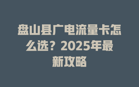 盘山县广电流量卡怎么选？2025年最新攻略