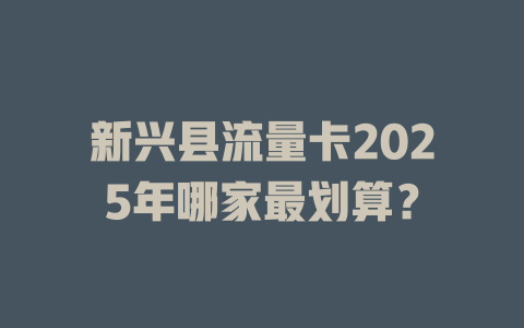 新兴县流量卡2025年哪家最划算？