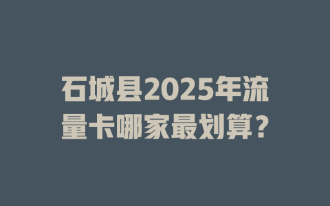 石城县2025年流量卡哪家最划算？