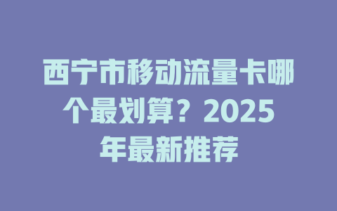 西宁市移动流量卡哪个最划算？2025年最新推荐