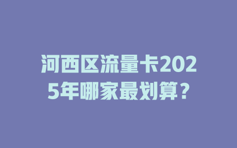 河西区流量卡2025年哪家最划算？