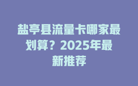 盐亭县流量卡哪家最划算？2025年最新推荐