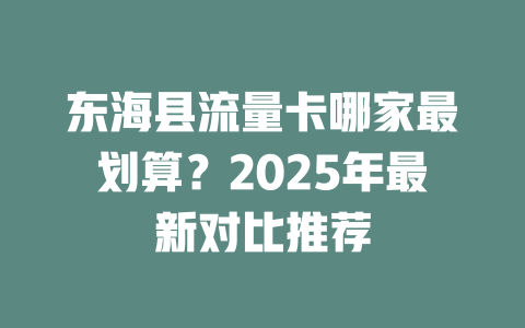 东海县流量卡哪家最划算？2025年最新对比推荐