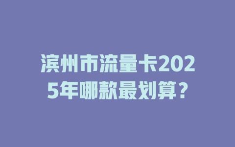 滨州市流量卡2025年哪款最划算？