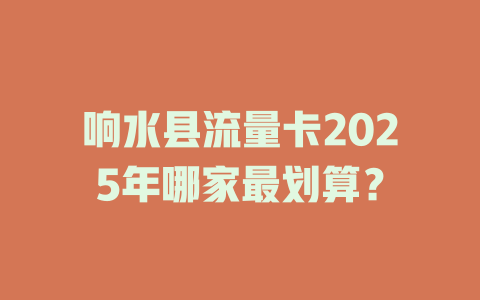 响水县流量卡2025年哪家最划算？