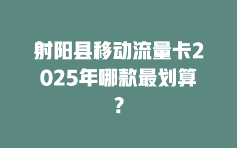 射阳县移动流量卡2025年哪款最划算？