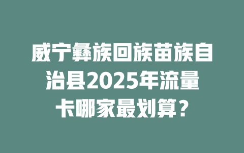 威宁彝族回族苗族自治县2025年流量卡哪家最划算？
