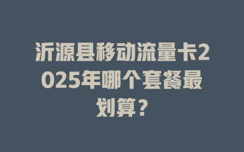 沂源县移动流量卡2025年哪个套餐最划算？