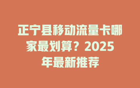 正宁县移动流量卡哪家最划算？2025年最新推荐