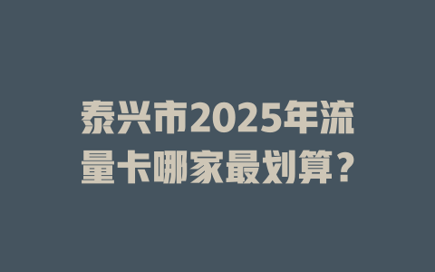泰兴市2025年流量卡哪家最划算？