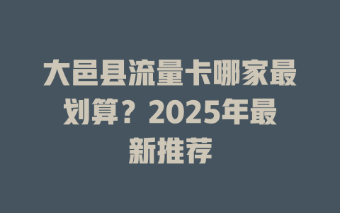 大邑县流量卡哪家最划算？2025年最新推荐