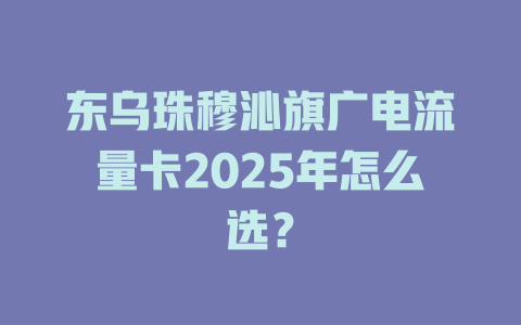 东乌珠穆沁旗广电流量卡2025年怎么选？