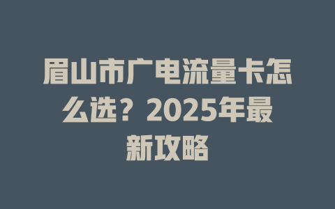 眉山市广电流量卡怎么选？2025年最新攻略