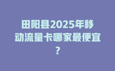 田阳县2025年移动流量卡哪家最便宜？