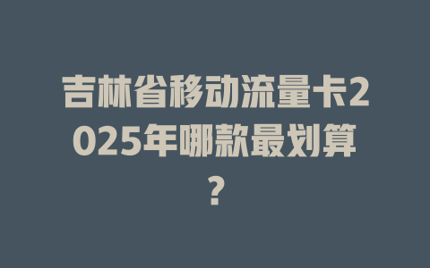 吉林省移动流量卡2025年哪款最划算？