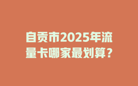 自贡市2025年流量卡哪家最划算？