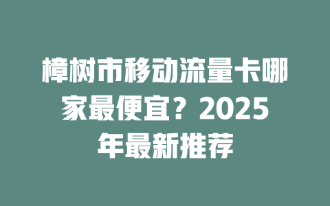 樟树市移动流量卡哪家最便宜？2025年最新推荐