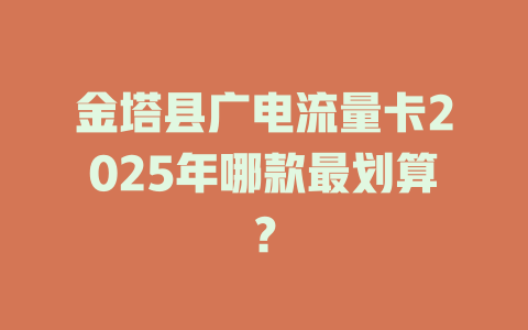 金塔县广电流量卡2025年哪款最划算？