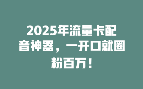2025年流量卡配音神器，一开口就圈粉百万！