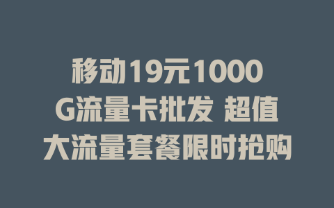 移动19元1000G流量卡批发 超值大流量套餐限时抢购