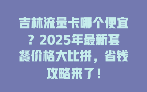 吉林流量卡哪个便宜？2025年最新套餐价格大比拼，省钱攻略来了！