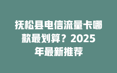 抚松县电信流量卡哪款最划算？2025年最新推荐