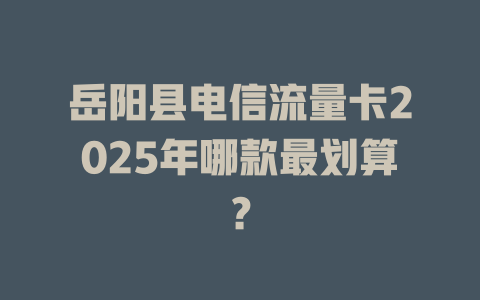 岳阳县电信流量卡2025年哪款最划算？