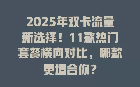 2025年双卡流量新选择！11款热门套餐横向对比，哪款更适合你？