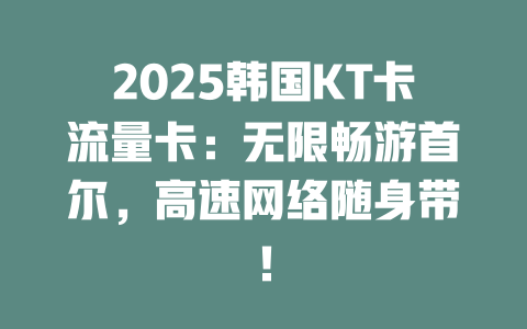 2025韩国KT卡流量卡：无限畅游首尔，高速网络随身带！
