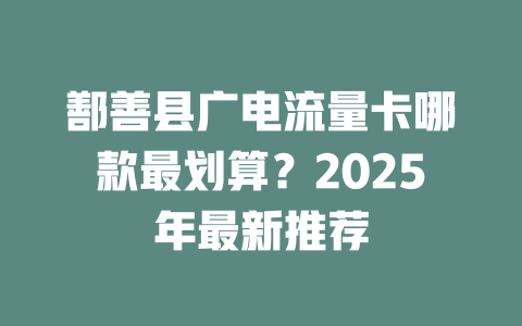 鄯善县广电流量卡哪款最划算？2025年最新推荐