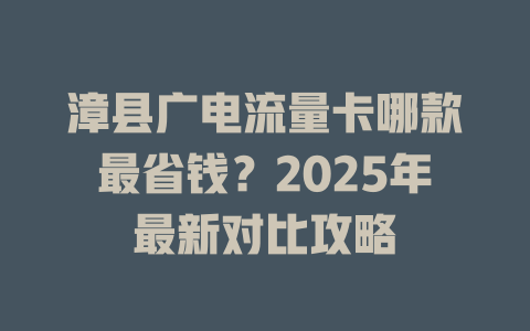 漳县广电流量卡哪款最省钱？2025年最新对比攻略