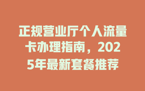 正规营业厅个人流量卡办理指南，2025年最新套餐推荐