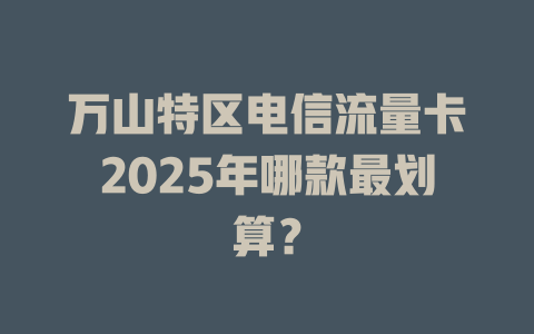 万山特区电信流量卡2025年哪款最划算？