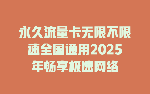 永久流量卡无限不限速全国通用2025年畅享极速网络